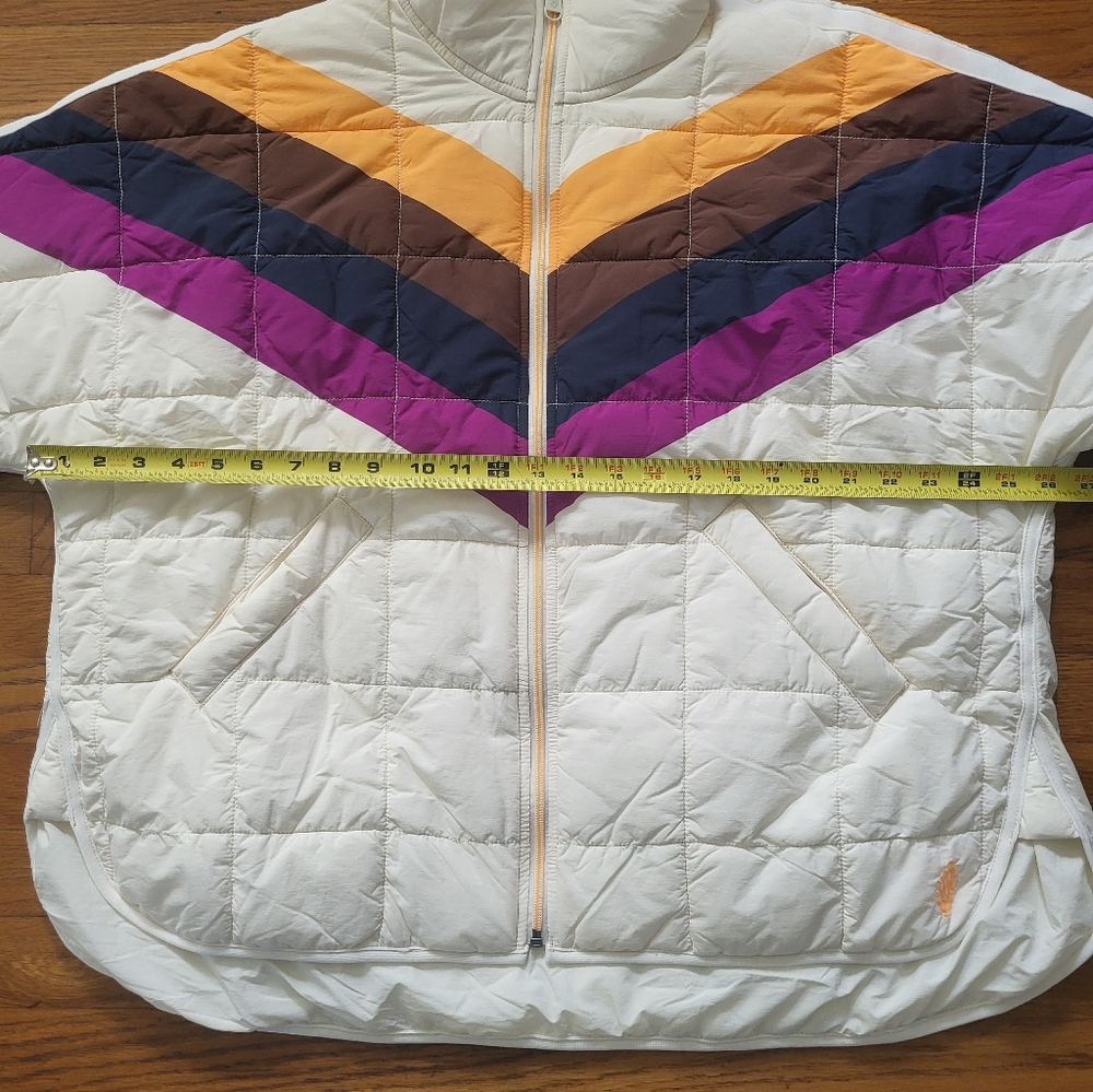 Free People Movement x‎ Hatch Puffer Jacket Ivory Chevron Oversized Medium - Picture 14 of 16